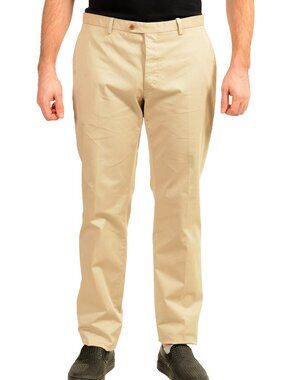 Malo Men's Beige Flat Front Casual Pants US 38 IT 54